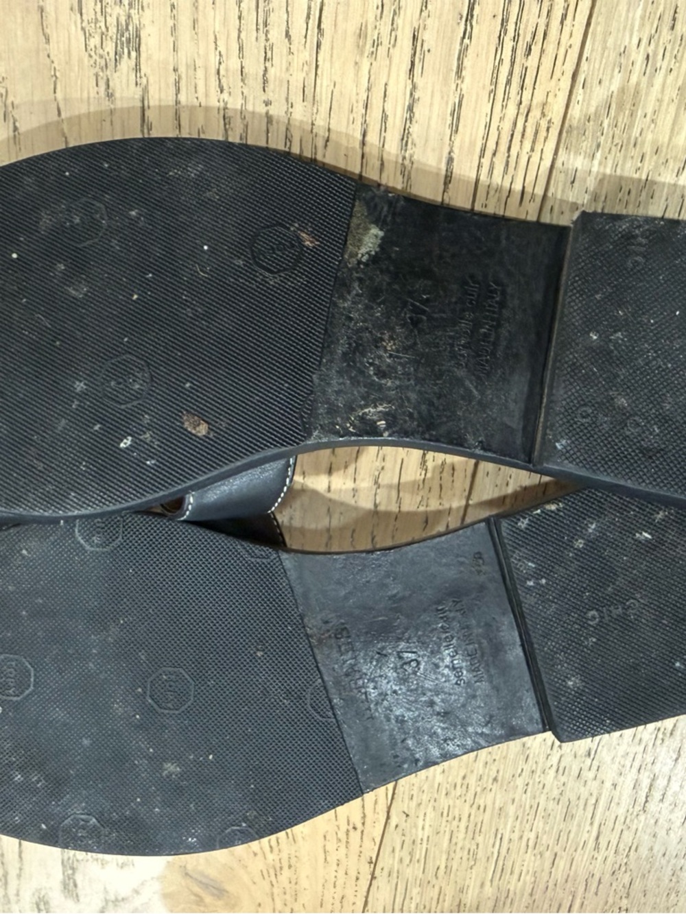 Black Leather Slide Sandals by Hermes (Oran) - Picture 4 of 4